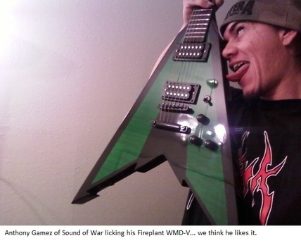 Anthony Licking his WMD-V guitar